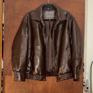 Ci Sono Dark Brown Faux Leather Bomber Jacket